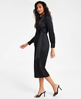 Bar Iii Women's Satin Tie-Front Dress, Exclusively at Macy's