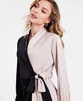 Bar Iii Women's Satin Color Block Tie-Front Dress, Exclusively at Macy's