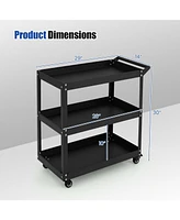 Gouun 3-Tier Rolling Tool Cart with Spacious Shelves 4 Universal Wheels and 2 Brakes