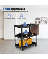 Gouun 3-Tier Rolling Tool Cart with Spacious Shelves 4 Universal Wheels and 2 Brakes