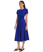 Calvin Klein Women's Tulip-Sleeve Tie-Waist A-Line Dress