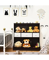 Gouun Freestanding Combo Cubby Bin Storage Organizer Unit with 3 Baskets