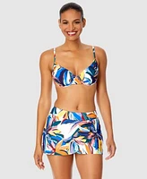 Anne Cole Womens Printed Underwire Bikini Top Tulip Draped Swim Skirt