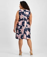 Kasper Plus Floral Sleeveless Sheath Dress