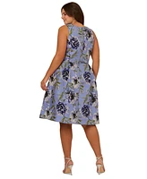 Adrianna Papell Plus Jacquard Fit & Flare Dress