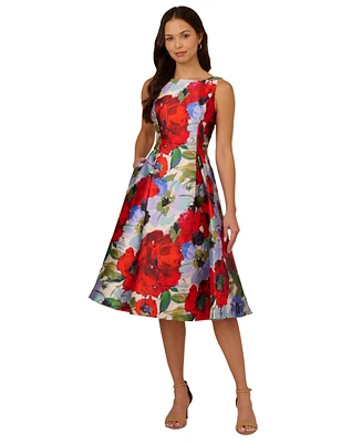 Adrianna Papell Women's Floral-Print Mikado Midi Dress