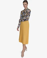 Tommy Hilfiger Women's Solid Pleated Pull-On Midi Skirt