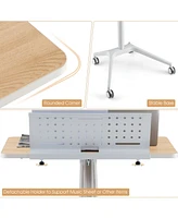 Gouun Height Adjustable Mobile Standing Desk with Detachable Holde