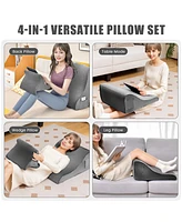 Gouun Bed Wedge Pillow with Tablet Stand and Side Pockets