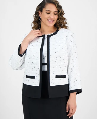 Kasper Plus Tweed Open-Front Blazer