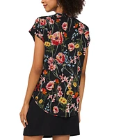 Vince Camuto Women's Floral-Print Split-Neck Top