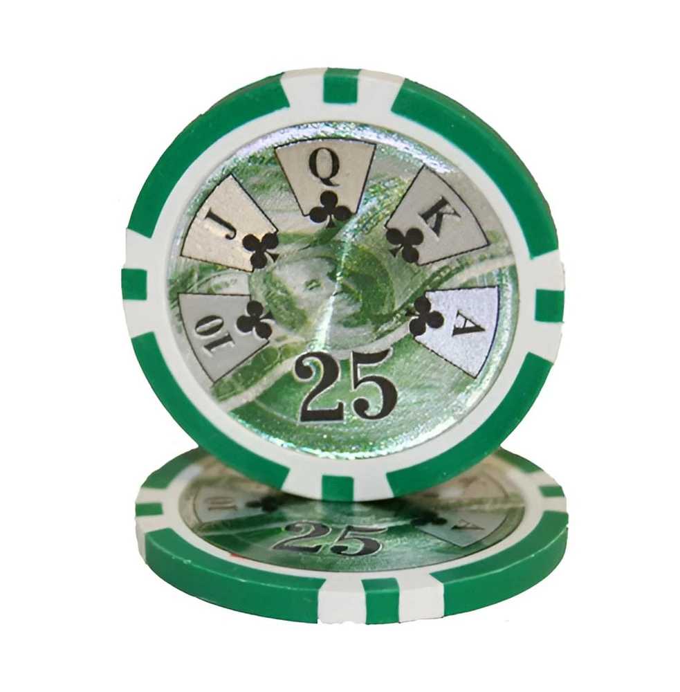 Slickblue Ben Franklin Holo Inlay Poker Chips (25-Pack) Premium Quality Poker Chips
