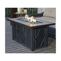 Slickblue 42-inch Outdoor Propane Gas Fire Pit Patio Table with Fire Glass