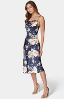 Bebe Women's Print Satin Slip Midi Dress - XSmall, Navy