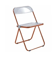 LeisureMod Lawrence Acrylic Folding Chair With Orange Metal Frame