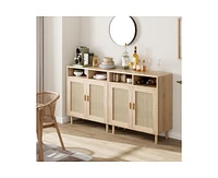gaomon Sideboard Buffet Storage Cabinet, Rattan Kitchen Cabinet with 2 Doors/Shelf