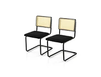 Slickblue Set of 2 - Modern Mid-Century Dining Chair with Rattan Backrest