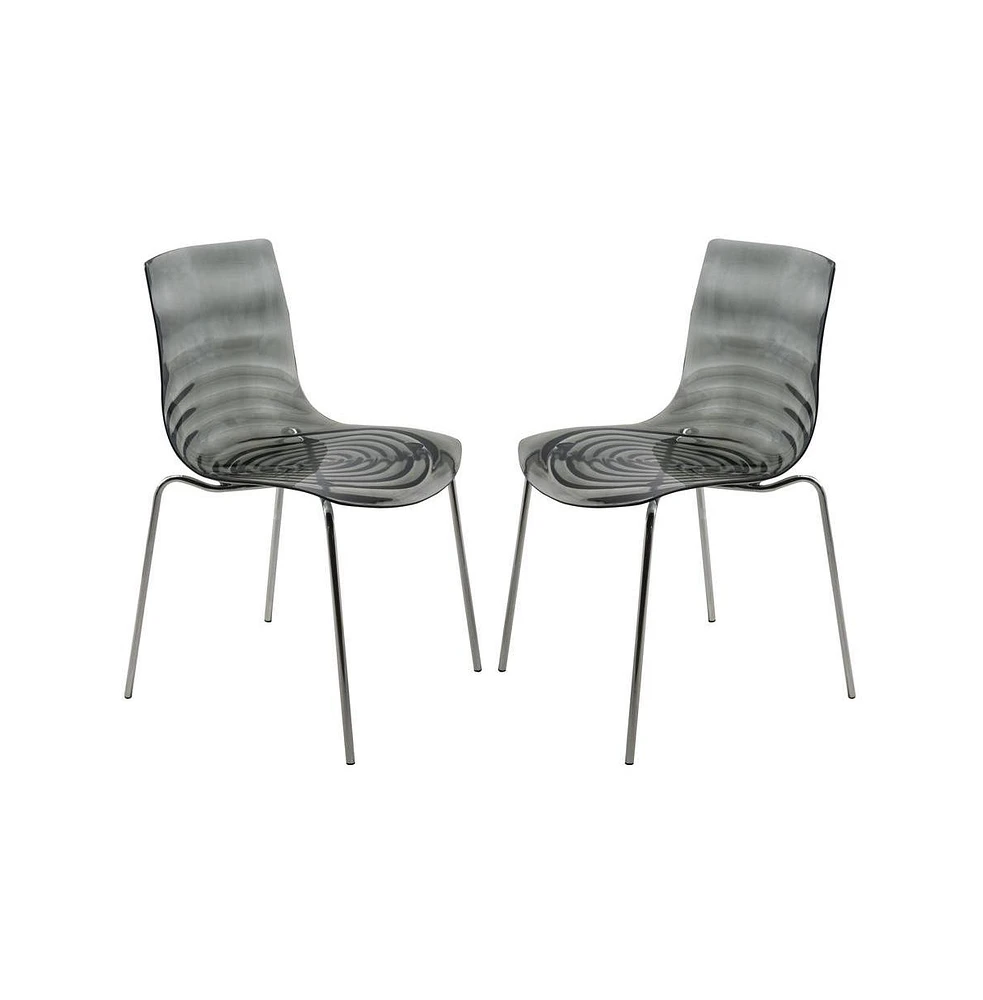 LeisureMod Astor Water Ripple Design Dining Chair Set of