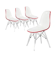 LeisureMod Dover Molded Side Chair with Acrylic Base