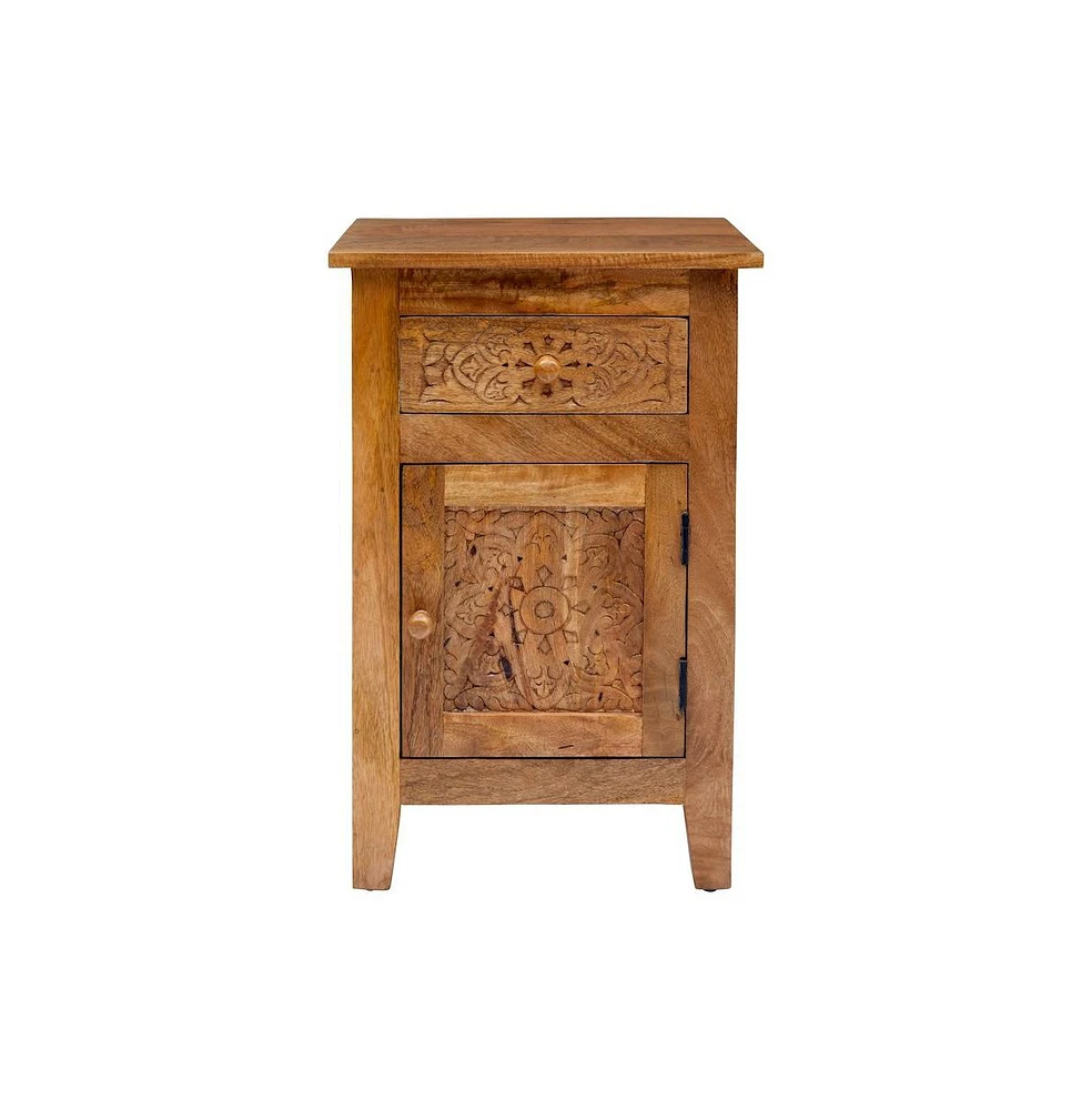 Jofran Global Archive Hand Carved Mango Wood Accent Table