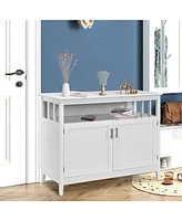 Slickblue Wood 2-Door Dining Buffet Sideboard Cabinet with Open Storage Shelf