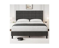 gaomon Full Bed Frame, Linen Upholstered Platform Full Bed Frame with Height Adjustable Headboard