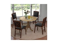 Slickblue Round Solid Wood Farmhouse Kitchen Dining Table in Wooden Finish