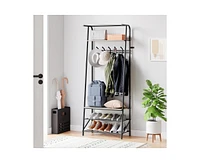 gaomon Coat Rack Shoe Bench with 5 Hooks, Hall Trees Entryway Bench with Storage, Multifunctional Hallway Organizer