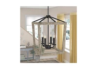 Slickblue 4 Light Lantern Adjustable Dimmable Square/Rectangle Chandelier