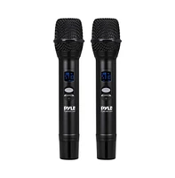 Pyle Uhf 2-Channel Wireless Microphone System with Bluetooth Receiver, Portable Mixer, Handheld Mics, Black