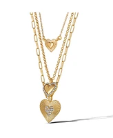 Jessica Simpson Triple Layered Gold-Tone Heart Pendant Necklace