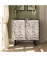 Boyel Living 2 Door Storage Cabinet with Stainless Steel Wave Polished Doors