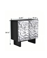 Boyel Living 2 Door Storage Cabinet with Stainless Steel Wave Polished Doors