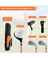 Gymax 28'' Portable Junior Complete Golf Club Set for Kids Age 8+ Set of 5