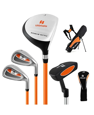 Gymax 28'' Portable Junior Complete Golf Club Set for Kids Age 8+ Set of 5