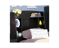 Slickblue Wood Finish Bookcase Headboard with Built-In Storage for Easy Access