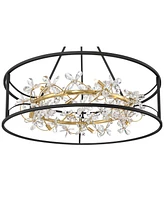 Possini Euro Design Carrine 35" Modern Pendant Chandelier Ceiling Light Fixture Dining Room Over Table Kitchen Island Foyer Ring Hanging 12-Light Led