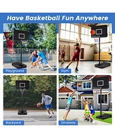 Gymax 6.5-10 Ft Adjustable Portable Basketball Hoop w/ 44 Inch Shatterproof Backboard