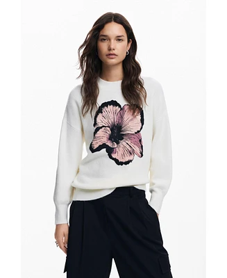 Desigual Women's Contrast flower sweater