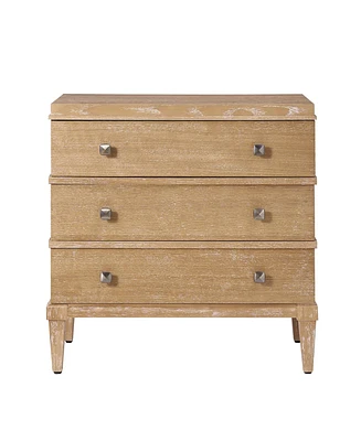 Hulala Home Ugo Transitional 3-Drawer Nightstand with Square Tapered Legs and Metal Knob