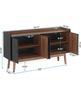 Tribesigns White Sideboard 55" W Modern Buffets & Sideboards Cabinet with Storage, Accent Kitchen Storage for Entryway, Living Room