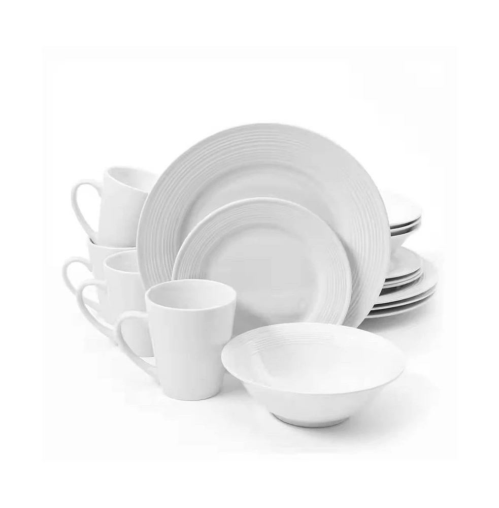 Slickblue 16-Piece Ceramic Dinnerware Set w/ Bowls Plates and Mugs - Service for 4