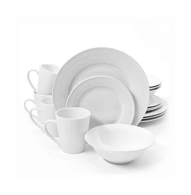 Slickblue 16-Piece Ceramic Dinnerware Set w/ Bowls Plates and Mugs - Service for 4