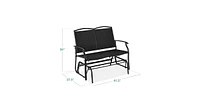 Slickblue 2 Seat Mesh Patio Loveseat Swing Glider Rocker with Armrests