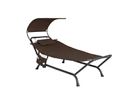 Slickblue Outdoor Hammock Style Chaise Lounge Chair Cot with Canopy and Storage Bag