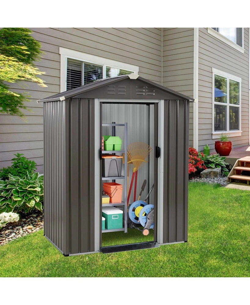 Slickblue Outdoor Metal Garden Storage Shed for Secure Tool and Equipment Storage