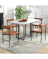 Gymax Dining Chair Set of Faux Leather Upholstered Kitchen Side Chair w/ Curved