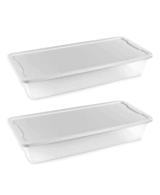 Homz Snaplock 41 Qt Stackable Plastic Storage Container w/Latching Lid (2 Pack)