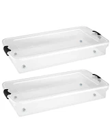 Homz 60 Quart Underbed Storage Container Bins with Latching Lid, Clear (2 Pack)