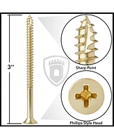 Cauldham Bright Brass Wood Screws #9 x 3 Inch for Door Hinges - 25 pack